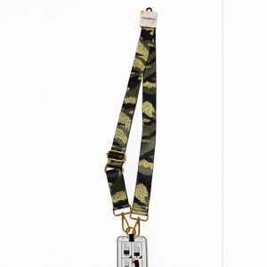 Adjustable Camo Crossbody Phone Lanyard / Bag Strap Gold Hardware - New With Tag